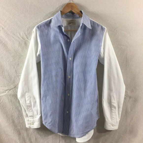 Current/Elliott Women's Prep School Shirt Poplin Button Down Blue Stripes 0/XS - Picture 5 of 8